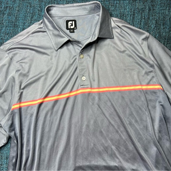 Footjoy Golf Polo Stripe Short Sleeve in Gray Neon - Picture 2 of 10